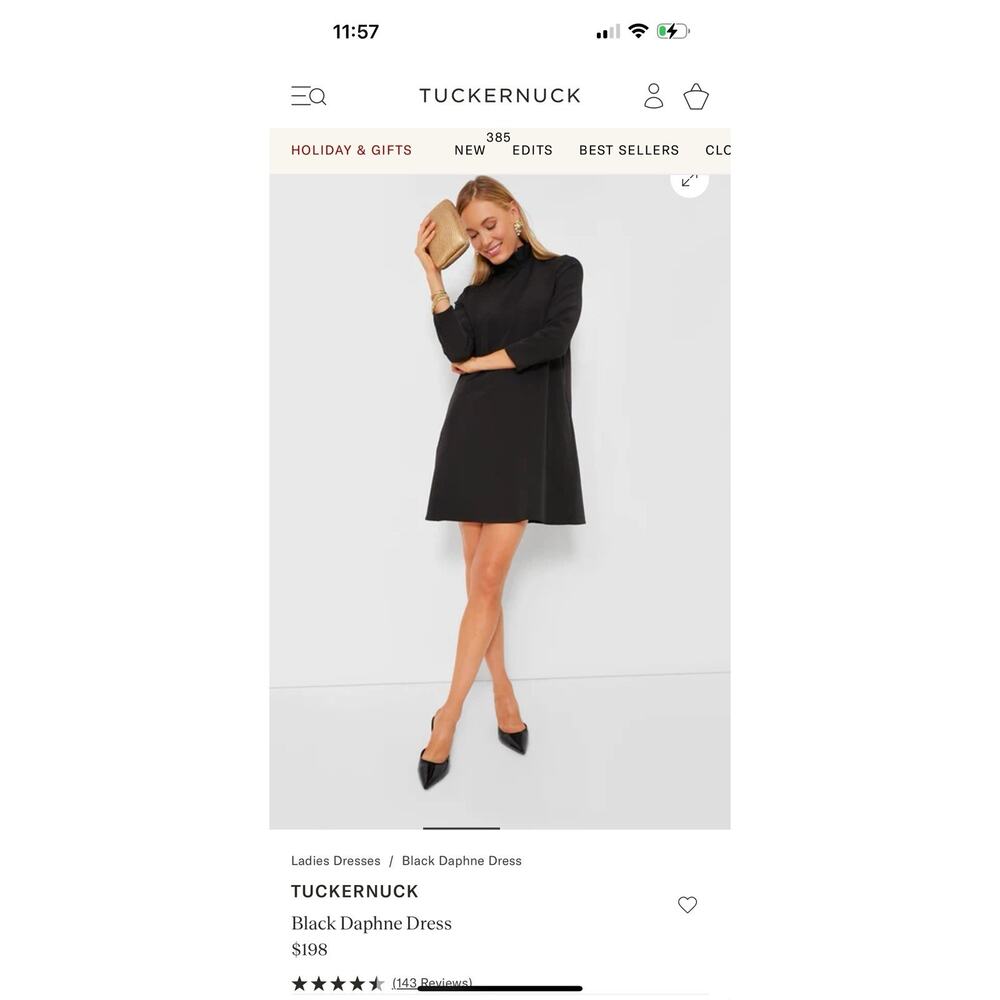 Tuckernuck Black Daphne Dress sz S Ruffle Collar Bow Swing Mini Cocktail NWT